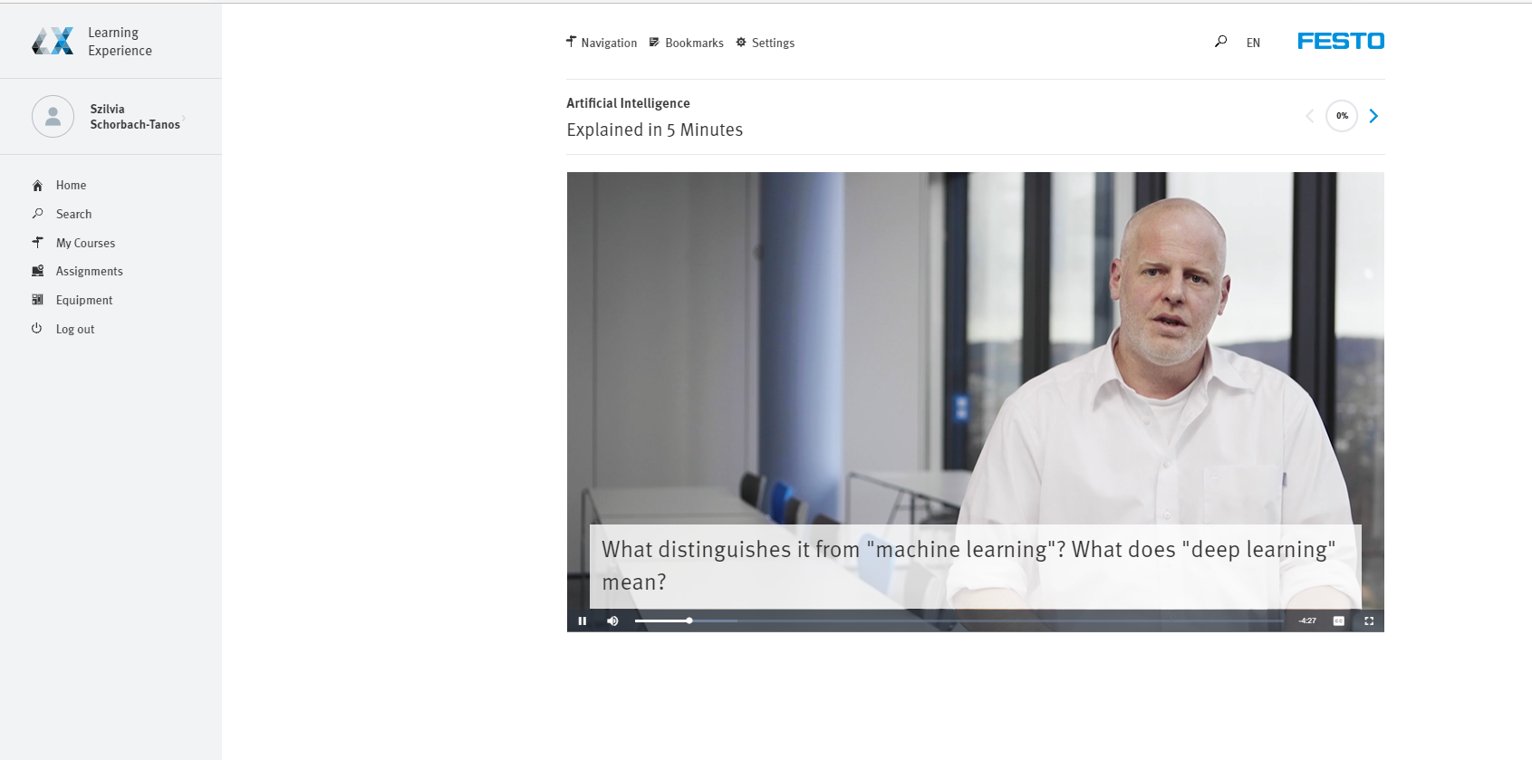screenshot of Festo Learning Experience